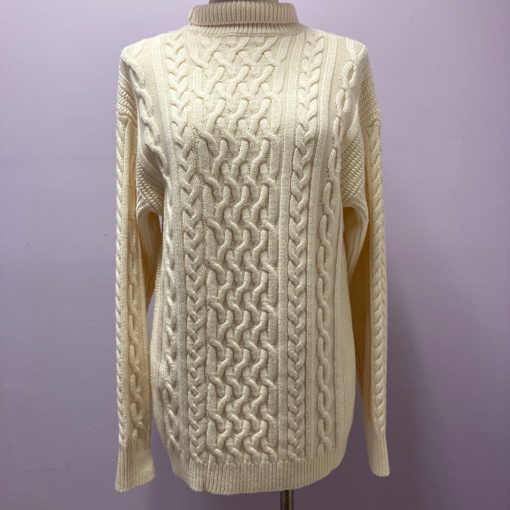 White Mens 100% Merino Wool Sweater Size M